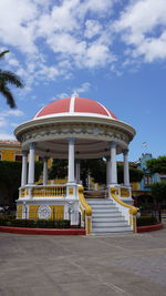 View of traditional building against cloudy sky