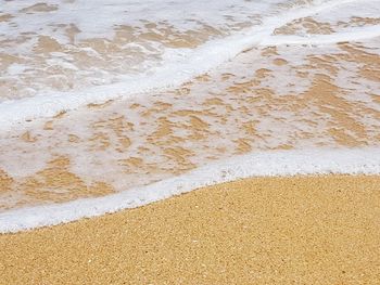 High angle view of sand at beach