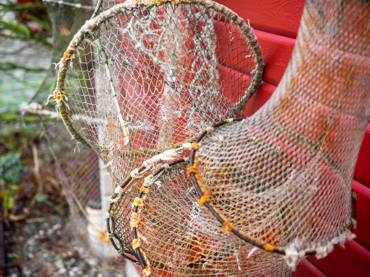 CLOSE-UP OF FISHING NETS