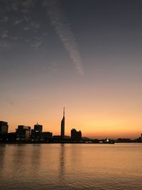 Silhouette buildings against sky during sunset