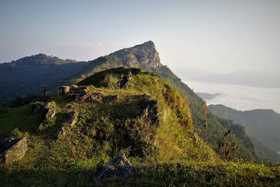 Scenic view of mountains against sky