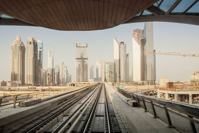 Railroad tracks in city