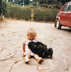 Portrait of girl with dog