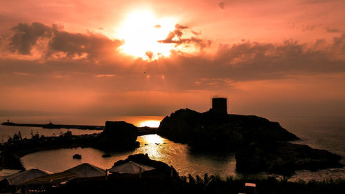 Scenic view of sea during sunset