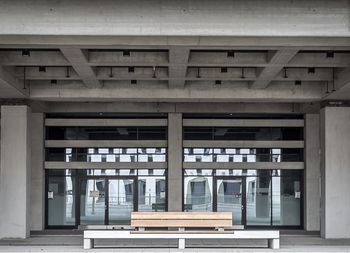 Empty benches in building