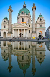 Reflection of building in water