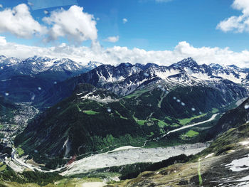 Scenic view of snowcapped mountains against sky alps mont blanc