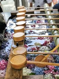 High angle view of food for sale in market