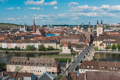 High angle view of townscape against sky