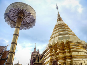 Low angle view of traditional building against sky