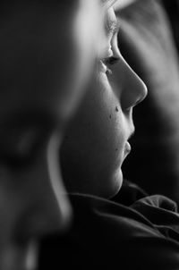 Close-up of boy looking away