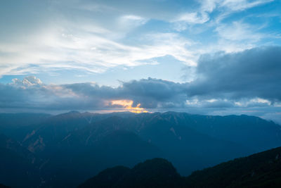 Scenic view of mountains against sky