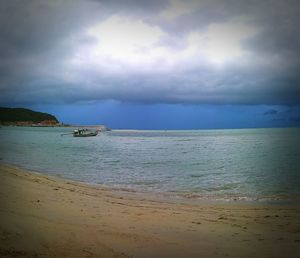 Scenic view of sea against cloudy sky