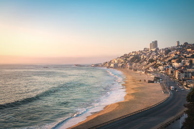 Scenic view of sea against sky during sunset