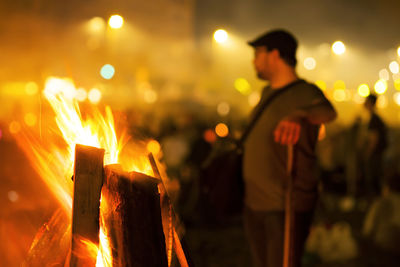 Close-up of fire at night