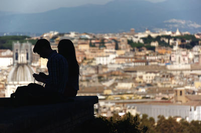 Rear view of woman looking at view