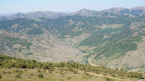 High angle view of mountains against sky