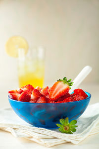 Close-up of fruits in bowl on table