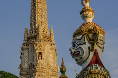 Low angle view of temple against building