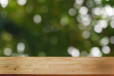 Close-up of wooden table