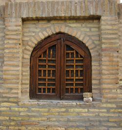 Close-up of closed door of house