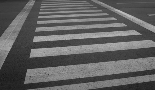 High angle view of zebra crossing on road