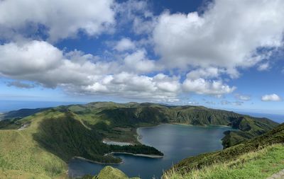 Panoramic view of lake against sky