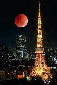 Illuminated tower at night