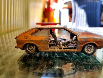 Close-up of toy car