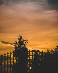 Silhouette trees against sky during sunset