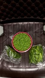 High angle view of vegetables in container