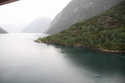 Scenic view of river and mountains