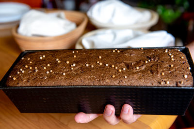 Leavened sourdough in the form of homemade rye bread before baking. loaf of bread with coriander