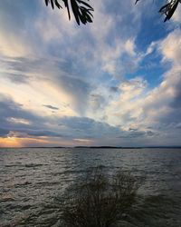 Scenic view of sea against cloudy sky