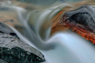 Scenic view of waterfall in sea