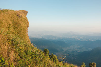 Scenic view of mountains against clear sky