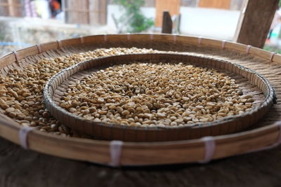 High angle view of rice on table