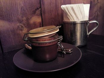 Close-up of food on table