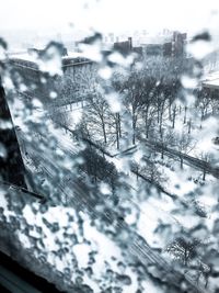 View of city through window