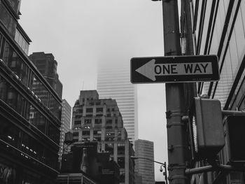 Low angle view of road signs against sky