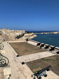 High angle view of fort at seaside