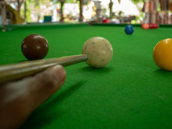 Close-up of balls on table