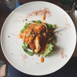 Close-up of food served in plate