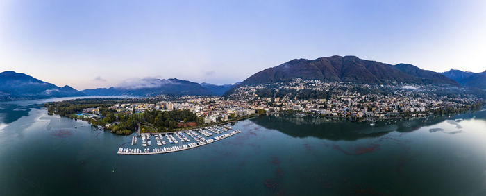 Aerial view of mountains against sky