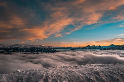 Scenic view of cloudscape against sky during sunset