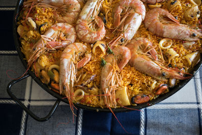 Typical spanish seafood paella