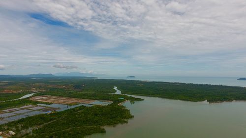 High angle view of sea against sky