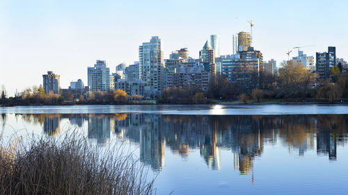 Reflection of buildings in water
