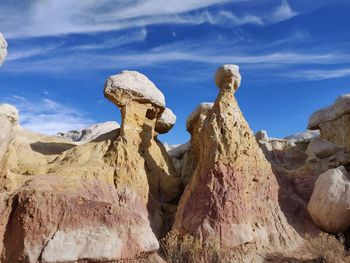 Panoramic view of rock formations against sky