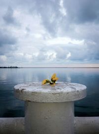 Scenic view of sea against cloudy sky